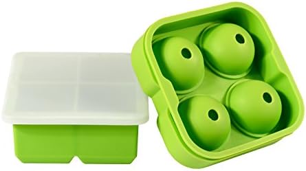 Ice Cube Trays, Blomo Silicone Ice Cube Trays Combo (Set of 2), Large Sphere Ice Ball Maker with Lid &amp; Big Ice Cube Molds For Cocktails &amp; Whiskey, Reusable &amp; BPA Free
