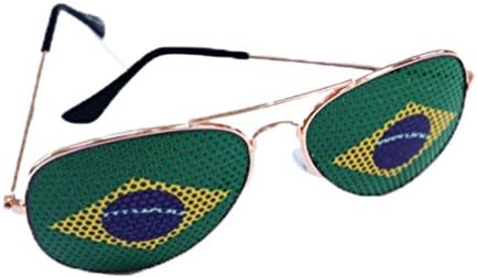 Brazilian Brazil Flag Aviator Sunglasses (Gold Frame, Brazilian Flag)