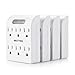 [4 Pack] BESTTEN 6 Outlet Wall Adapter with LED Indicator, 15A/125V/1875W, ETL Listed, White