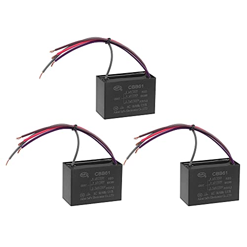 uxcell Ceiling Fan Capacitor CBB61 4/4/2.5uF 350V AC 4 Wires Metallized Polypropylene Film Capacitor 58x40x28mm for Electric Fan Pump Motor Generator 3Pcs: Industrial & Scientific