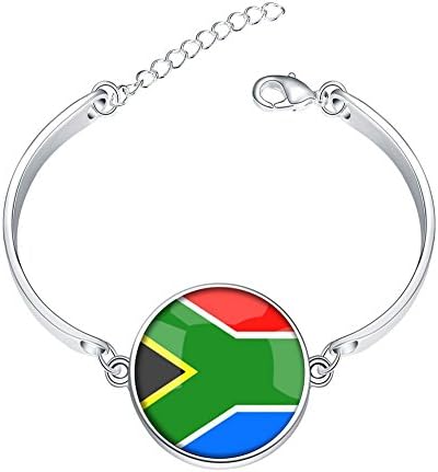 Glass Dome Bracelet Charms Adjustable Bangle The Republic of South Africa National Flag Custom Image Pendant Glass Cabochon Bracelets Silver Jewelry For Women Gift