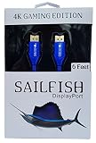 Sailfish DisplayPort to DisplayPort Cable 4K Resolution Gaming Edition, HDR & FreeSync, Cable Wrap Included (6 Feet, Blue)