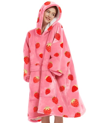 KFUBUO Strawberry Wearable Blanket Hoodie
