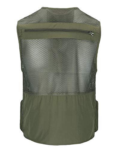 Ktwolen Homme Multi-poches Gilet De Pêche Veste Sans Manches Maille Respirant Veste De Sport Gilet Journaliste De Chasse Randonnée Gilet