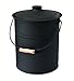Plow & Hearth Double Bottom Metal Fireplace Ash Bucket with Lid and Handle, 10" Diameter x 13" H, Charcoal Black primary
