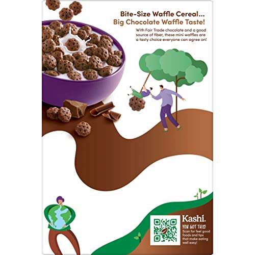 KASHI COLD BREAKFAST CEREAL, VEGAN, MADE WITH WHOLE GRAINS, CHOCOLATE WAFFLE BITES, 9.5OZ BOX (1 BOX)