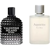 Viaan Krishna VALENTINE MILANO and (AQUARES Cologne for Men Combo Pack Eau de Toilette Fragrance 3.4oz/100ml, Natural Spray, Long Lasting (Pack of 2))