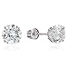 14k White Gold 2-6mm Basket Round Solitaire Cubic Zirconia Children Screw Back Baby Girls Earrings