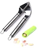 Delidge Stainless Steel Garlic Press and Peeler Set with Silicone Tube Roller