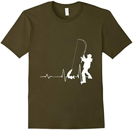 Men's Fisherman Heartbeat Shirt - Fisherman Gifts for Men and Wome 2XL Olive
