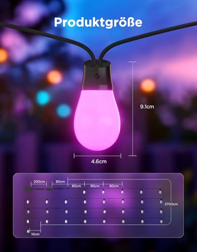 Govee RGBICW Outdoor Fairy Lights, 30 m, IP66 Waterproof, Works with Alexa and Google Assistant, App Control, 111 Scene Modes, Outdoor Fairy Lights for Balcony, Garden, Party Decoration