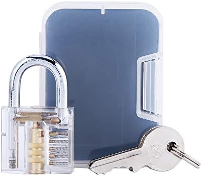 Lockmall Mini Size Transparent Padlock, Visible Keyed Padlocks See Through Transparent Practice Locks