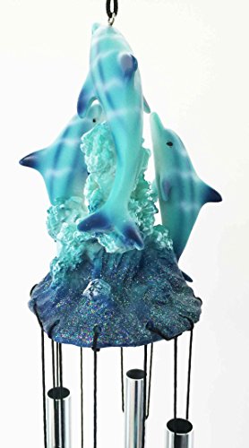 Three Dolphins Launching Above Water Resonant Relaxing Wind Chime Garden Patio
