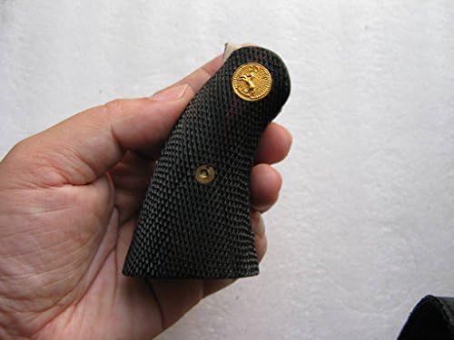 HOT!! COLT, D FRAME SHORT BUTT REVOLVER GRIPS, ALL CHECKERED HARD WOOD #2- SHIP FROM THAILAND