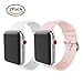 For Apple Watch Band 38mm Soft Silicone Replacement Band for Apple Watch Series 3 Series 2 Series 1, White+Pink