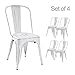 Devoko Metal Indoor-Outdoor Chairs Distressed Style Kitchen Dining Chairs Stackable Side Chair with Back Set of 4 (White)