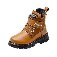 WUIWUIYU Boys Youth Casual Zippered High-Top Warm Winter Snow Boots Oxfords Combat Tactical Shoes Yellow Size 4.5 M