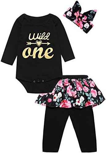 3PCS Outfit Short Set Baby Girls Floral Tops + Pants + Headband