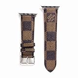 RAFRANCIS 38mm (Fit for 40mm) Compatible Apple Watch Straps, Luxury Fashion PU Leather Classic Wrist Bands for Women and Men, Replacement for Apple Watch Series 4 3 2 1 38/40MM (Checker Brown)