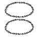 ROSENICE 2pcs Hematite Magnetic Therapy Anklets Magnetic Bracelets Therapy Healing Jewelry for Men Women Arthritis and Carpal Tunnel Pain Relief (Black)
