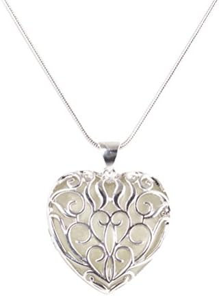 Silver Plated Glow in the Dark Pendant Necklace,Heart Locket Ladies Jewelry