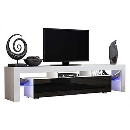 Zikra Natural Finishing TV Entertainment Unit in White & Black