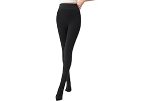 Justchee Fleece Lined Tights for Women Winter Faux Translucent Pantyhose Fleece Thermal Leegings Opaque Tights Warm (Small, L