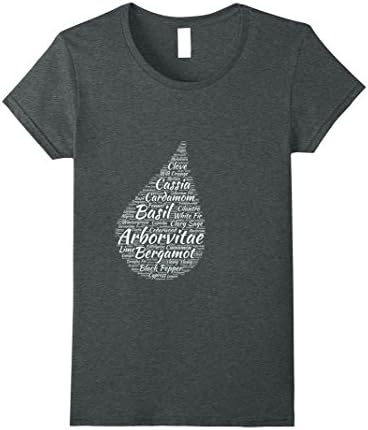Womens Essential Oil Drop White Letters T-shirt XL Dark Heather