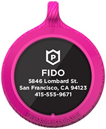 Personalized Pawscout Smart Tag for Dogs and Cats - Pink with Black Nameplate