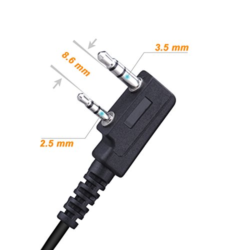 BONMIXC Walkie Talkie Headset G Shape in-Ear 3.5mm/2.5mm 2-Pin Walkie Talkie Earpiece with PTT Mic Compatible with Kenwood ProTalk FreeTalk and Baofeng Two-Way Radios (2 Pack)