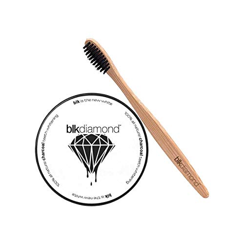 Blkdiamond - Premium Activated Charcoal Teeth Whitening Powder with 1 Bamboo Toothbrush - Natural Coconut Charcoal - Enamel Safe for a Whiter and Brighter Smile - Premium Organic Carbon Toothpaste