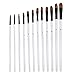 Ngwall Paint Brush Set Round and Flat Nylon Hair Stylist Watercolor Oil Painting Brush (White 12) for Acrylic, Watercolor Oil Painting Brush (Flat 12 Sets)