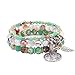 Tree of Life Turquoise Jasper & Tibetan Agate Gemstone Chakra Beaded Bracelet | Beach Charm Bracelet Set - Ocean Jewelry (Tree Green)