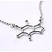 Pewter Caffeine Molecule Cast Necklace Gift Packaged in a Glass Topped Box with informational Card