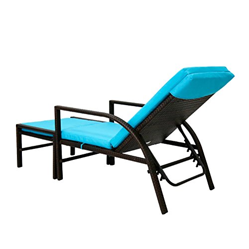 Kinbor 2PCS Outdoor/Indoor Patio Adjustable Brown PE Wicker Pool Garden