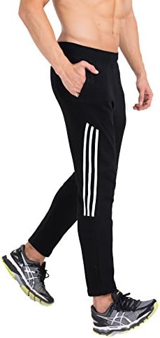Fight Eagle Men's Active Basic Jogger Pants 100% Cotton Athletic Sweatpants with Zipper Pockets