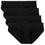 David Archy Men's 4 Pack Wide Waistband Bikini Briefs(S,Black-Modal)