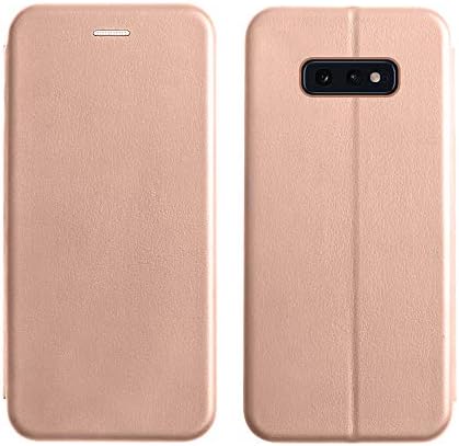 Starred Flip Leather Wallet Case for Samsung Galaxy S10e Standing Magnetic Cover Clamshell Case 360-degree Protective (Rose Gold)