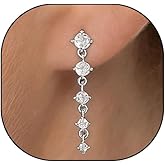 Gold Plated Rhinestone Long Drop Earrings,Vintage Tassel Zircon Dangle Earring Wedding Bridal Earrings for Brides Bridesmaids,Prom Jewelry Gifts