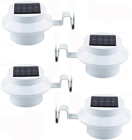 4 Pack WSMY Solar Lights Outdoor Solar Powered Lamp Waterproof Roof Lights Wireless Lantern Gutter Light Fence Lamp Solar Panel Lamp Solar Garden Lights Pathway Lights Garage Lamp (Solar Fence Lights)