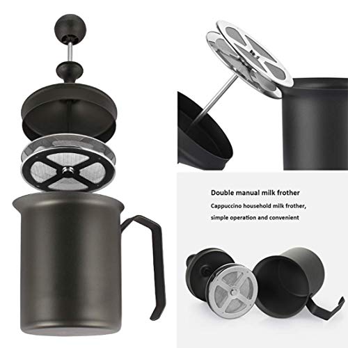 Elektrischer Schneebesen, Handpumpen-Milchaufschäumer, manuell betriebener Milchschaumhersteller aus rostfreiem Stahl… – Bild 4