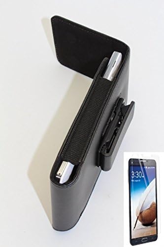 BLACK - Magnetic Closing Flap Smooth PU Leather Holster Pouch Case Vertical Pouch Belt Clip Case For Samsung Galaxy S5, (belt clip with swivel 360 degrees design) Included: Matte Anti-Glare Screen Protector for Samsung Galaxy S5