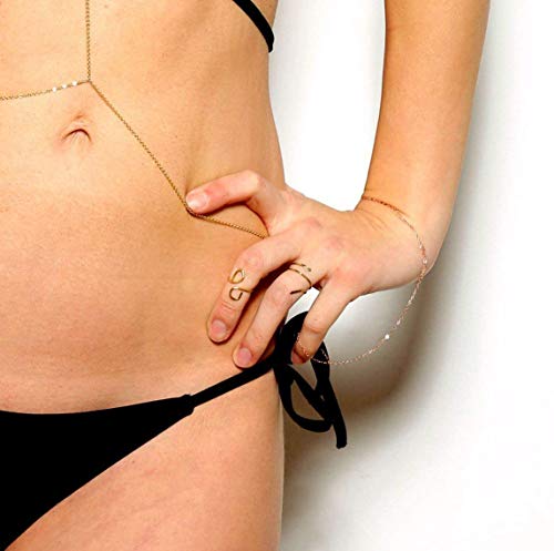 Sexy Crossover Body Belly Bra Rose Gold Chains Necklace Jewelry for Women Harness Body Chain Choker Necklace Bikini Beach Body Jewelry