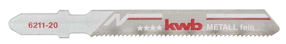 kwb Jigsaw Blades for Metal Made Of Sturdy Bi-Metal, Highly Elastic, With Single-Cam Shank (T-Shank), Single tooth, Optimum Service Life, Bright Steel Surface, for Fine Cuts
