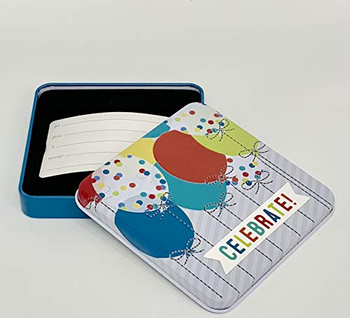 Gift Card Holder, Pack of 3 (Tin Box - Celebrate with Balloons), Great for Birthday or Celebrations