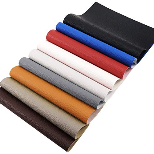 Desirable Life Vinyl Faux Leather Fabric Cotton Back by The Yard for Hand Crafts DIY Tooling Sewing Hobby Workshop Crafting Wallet Making Square 54 Inches Wide 0.03 Inches Thick (Brown)