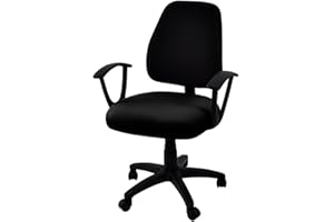 SARAFLORA Office Computer Chair Covers, Stretchable Desk Chair Seat Cushion Covers,Universal Spandex Computer Chair Slipcover,Removable Washable Rotating Cushion Protectors, Black