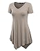 MBJ WT638 Short Sleeve Shirts for Womens Tops Casual V-Neck Summer Clothes Asymmetrical Tunic Blouses XL Taupe