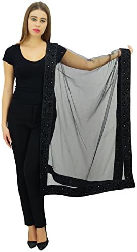 Women Fashion Embroidered Net Dupatta Scarf Neck Wrap Chunni Stole Long