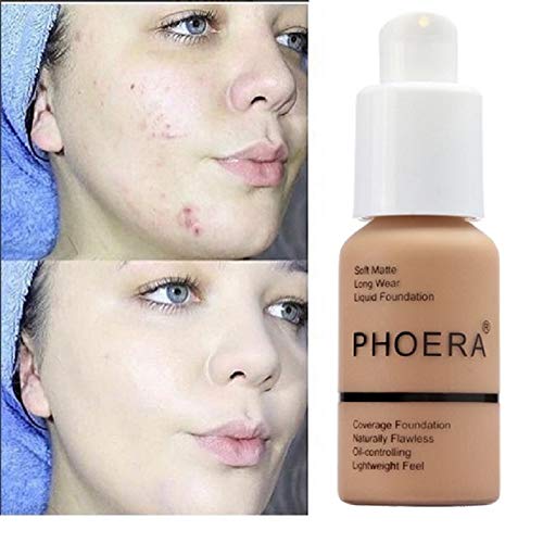 PHOERA Concealer Foundation,Matte Oil Control Concealer Foundation Cream,Long Lasting Waterproof Matte Liquid Foundation (Tan 108) - Thumbnail 5